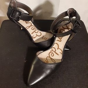 Sam Edelman Black Leather Ankle Strap Heels 8.5